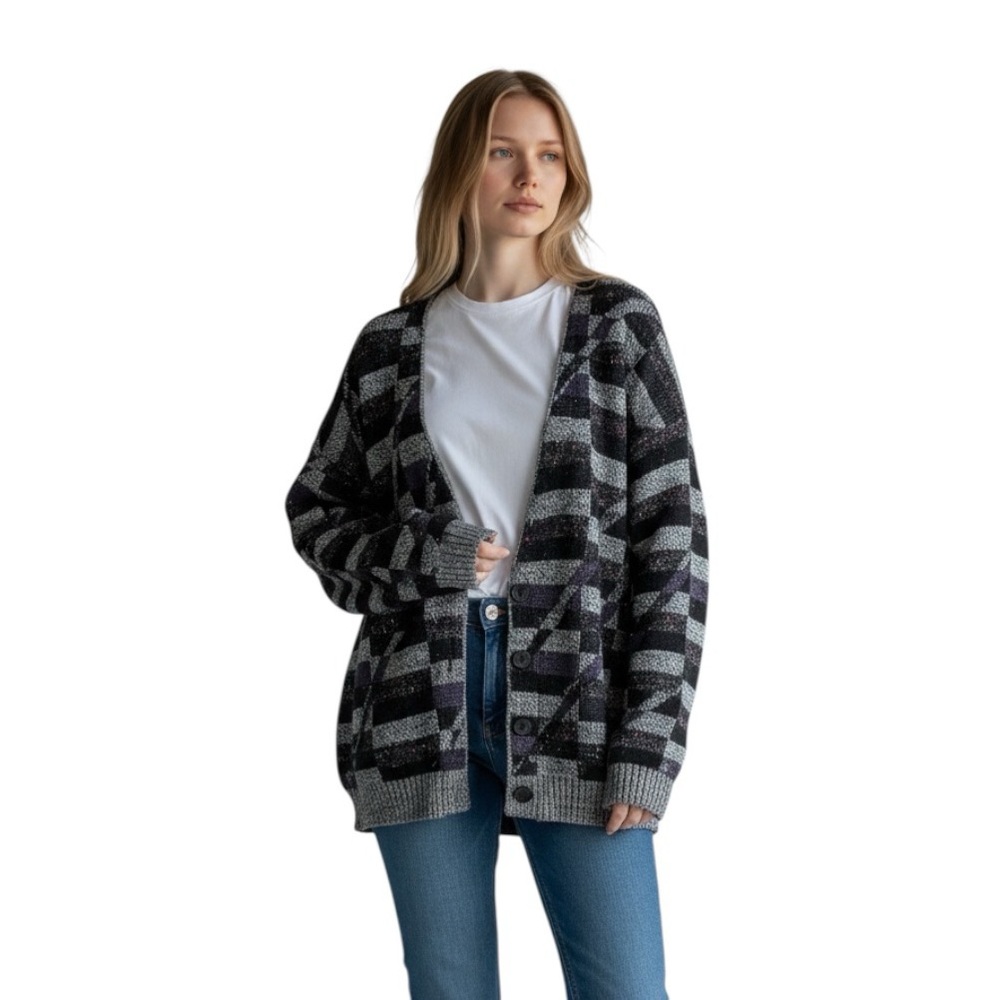 Vintage Protege Graphic Pattern Grandpacore Dadcore Cardigan